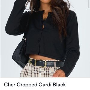 Black button down Lioness cropped cardigan